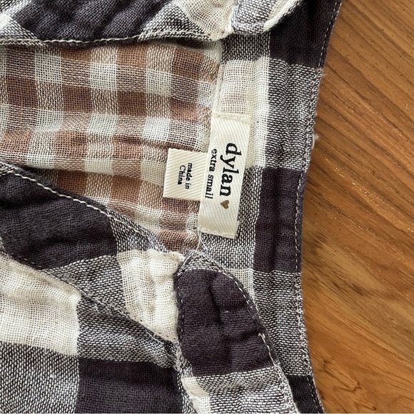 Dylan Sleeveless Gingham Linen Cotton Blend Dress XS Black White Cottagecore - Picture 6 of 7